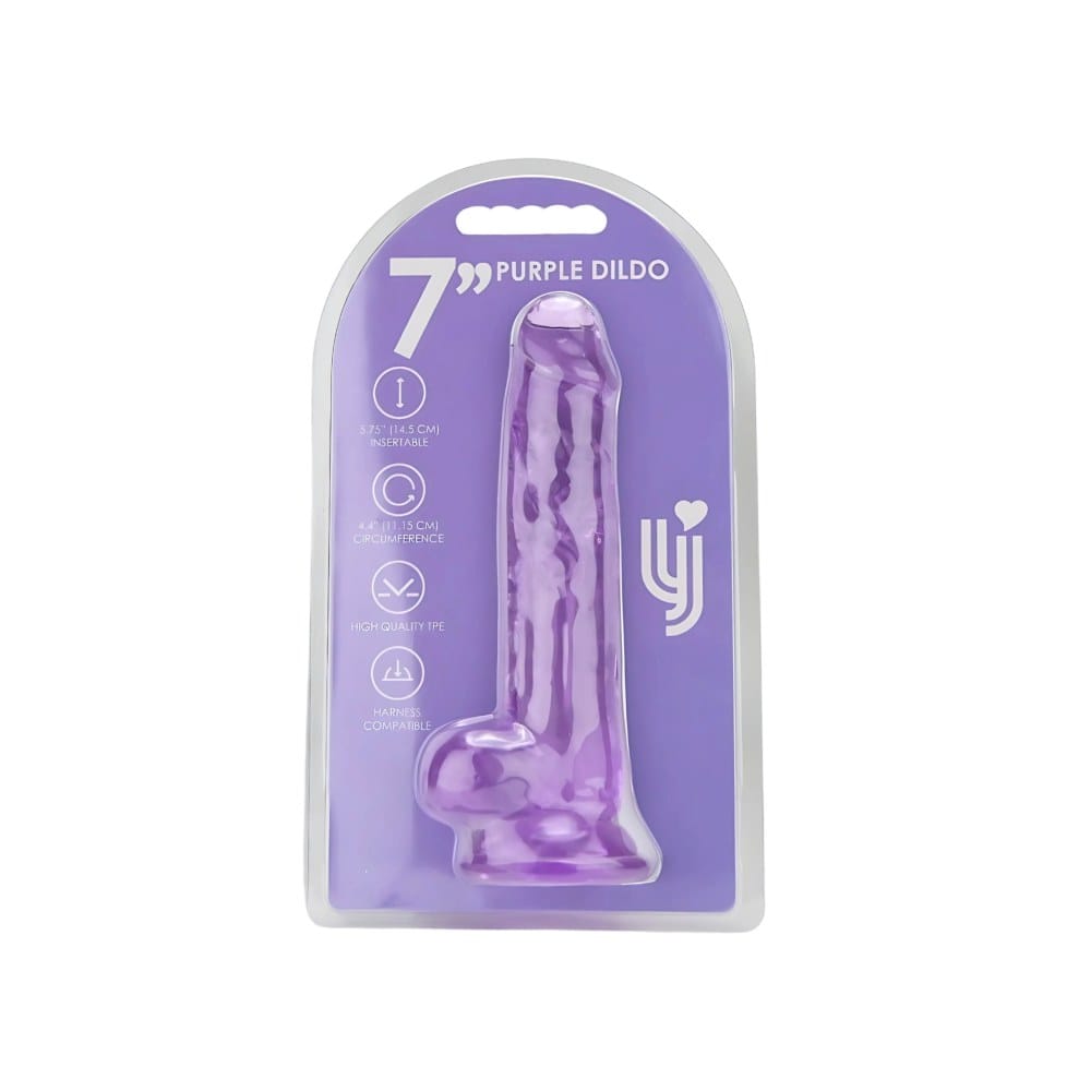 Loving Joy Realistic Purple Suction Cup Dildo with Balls 7 Inch – image number 4