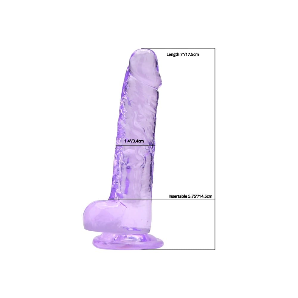 Loving Joy Realistic Purple Suction Cup Dildo with Balls 7 Inch – image number 3