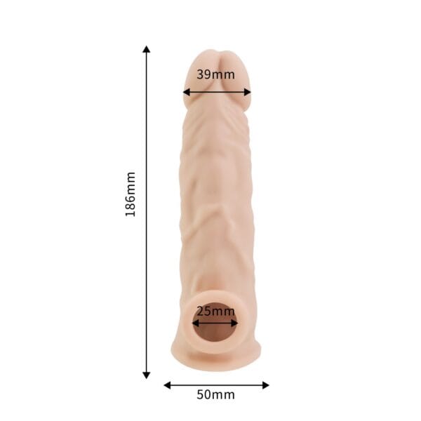 Rev 7.5 Inch Girthy Realistic Silicone Penis Extension Sleeve – image number 3