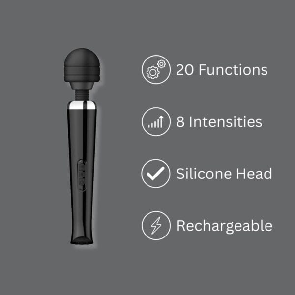 Loving Joy Black Rechargeable Magic Wand Vibrator – image number 4