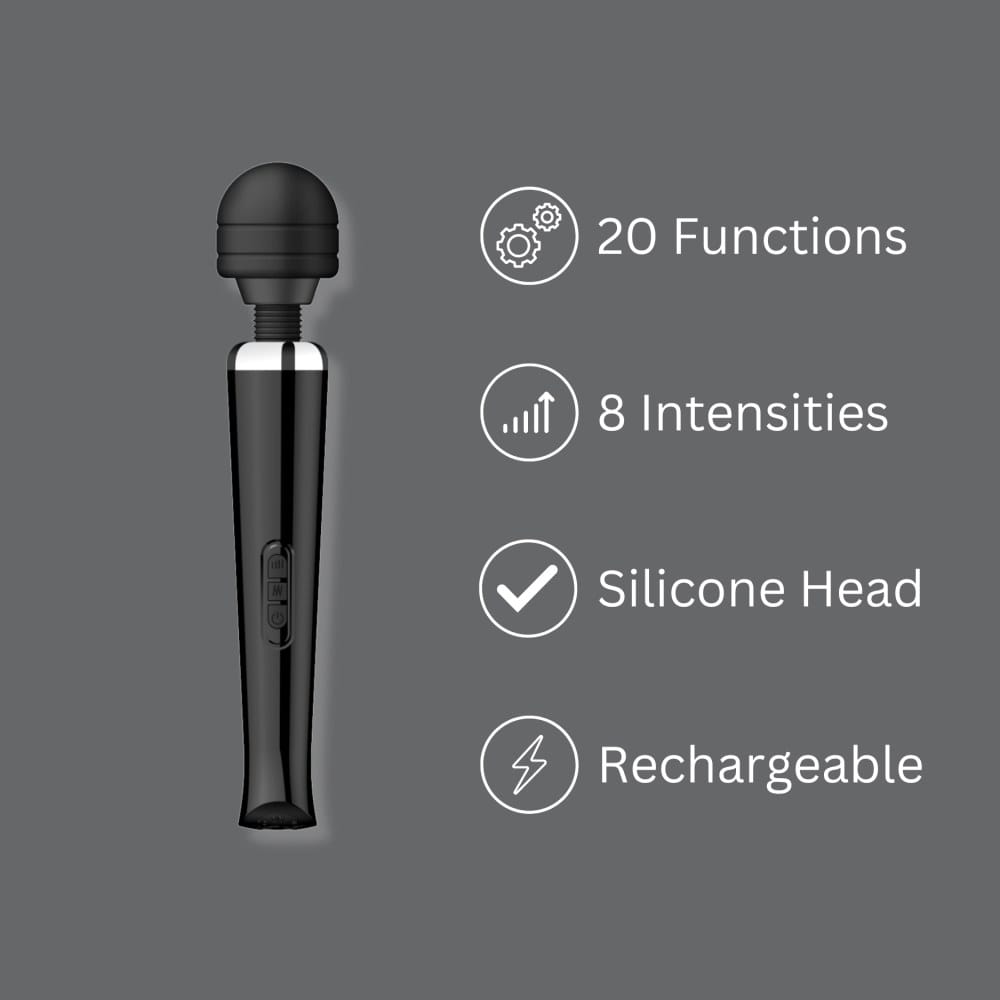Loving Joy Black Rechargeable Magic Wand Vibrator – image number 4