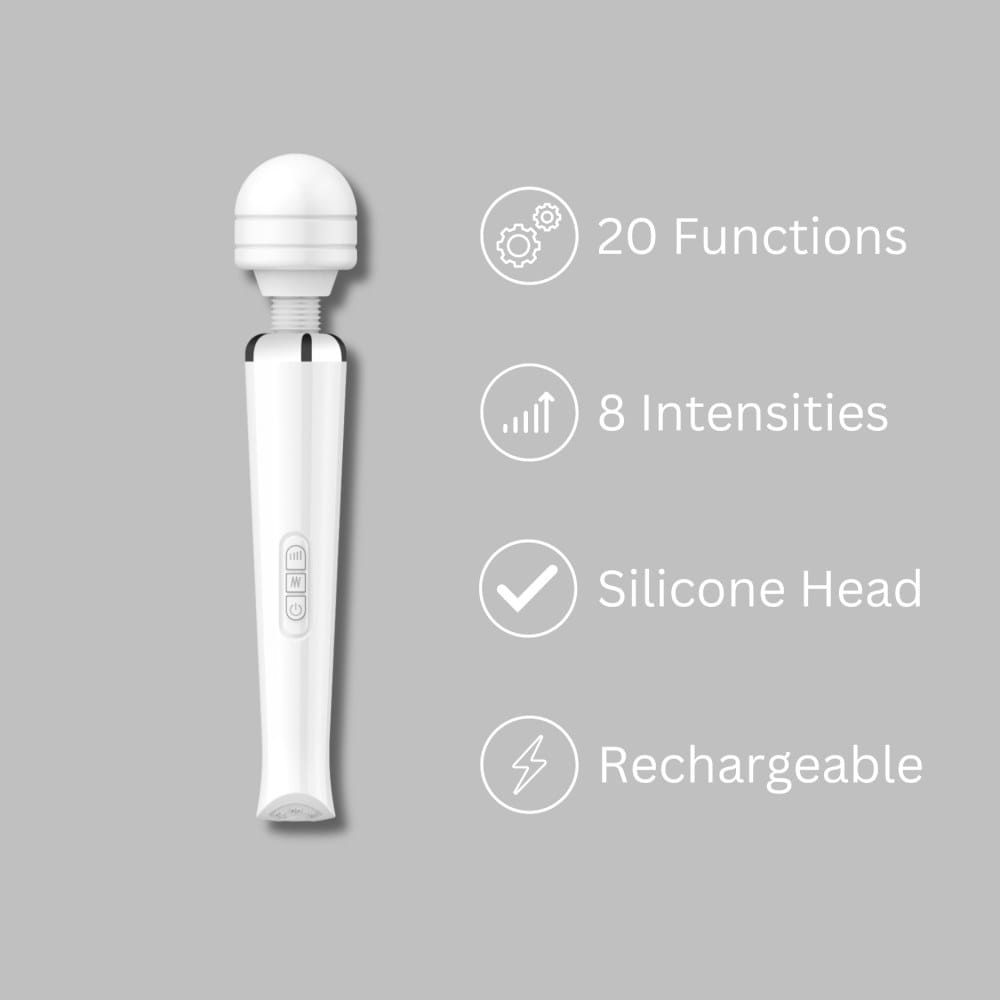 Loving Joy Rechargeable Magic Wand Vibrator White – image number 4