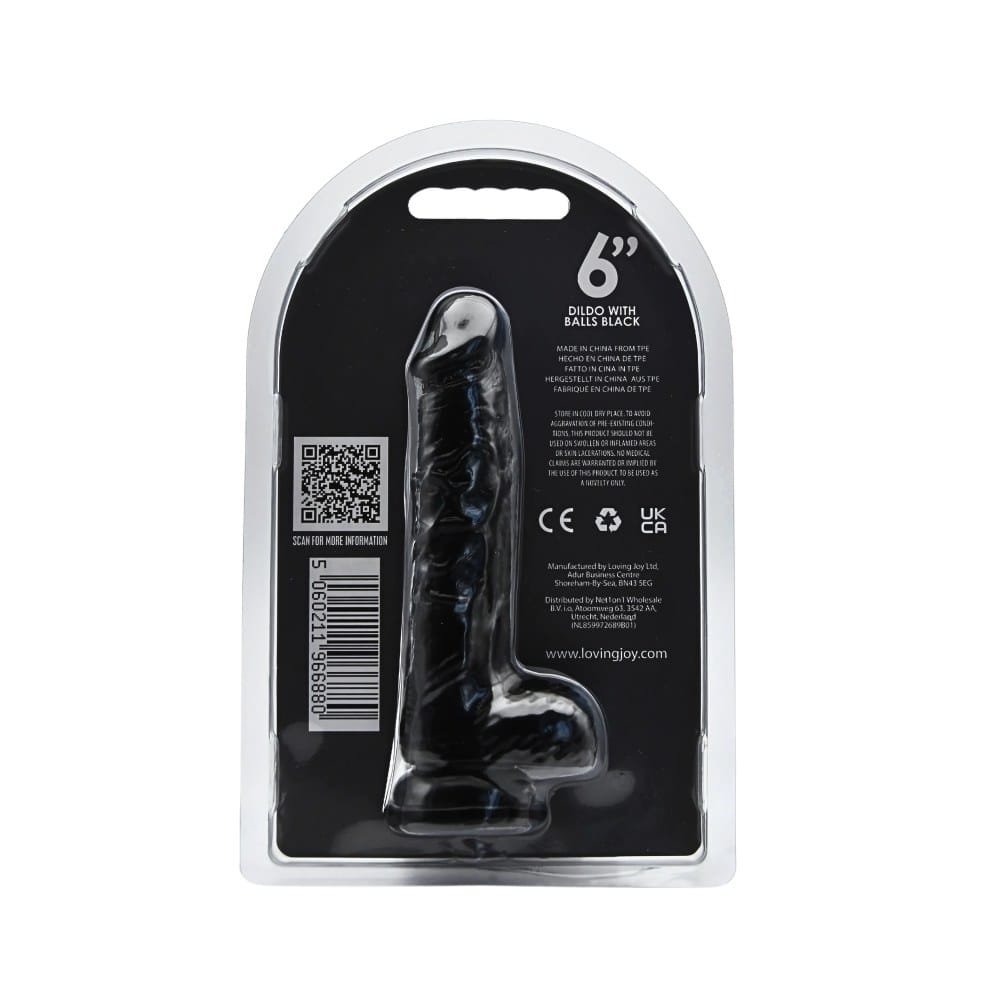 Loving Joy Realistic Black Dildo with Balls and Suction Cup – image number 3