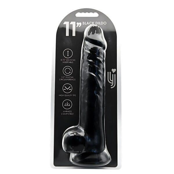 Loving Joy Black Realistic Suction Cup Dildo with Balls 11 Inch – image number 4