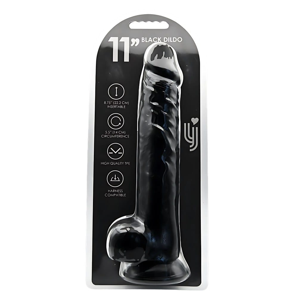 Loving Joy Black Realistic Suction Cup Dildo with Balls 11 Inch – image number 4