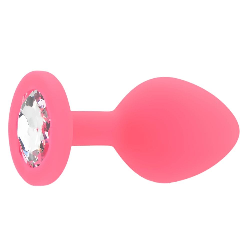 Toosh Jewelled Pink Silicone Butt Plug Medium 3.2 Inch – image number 1