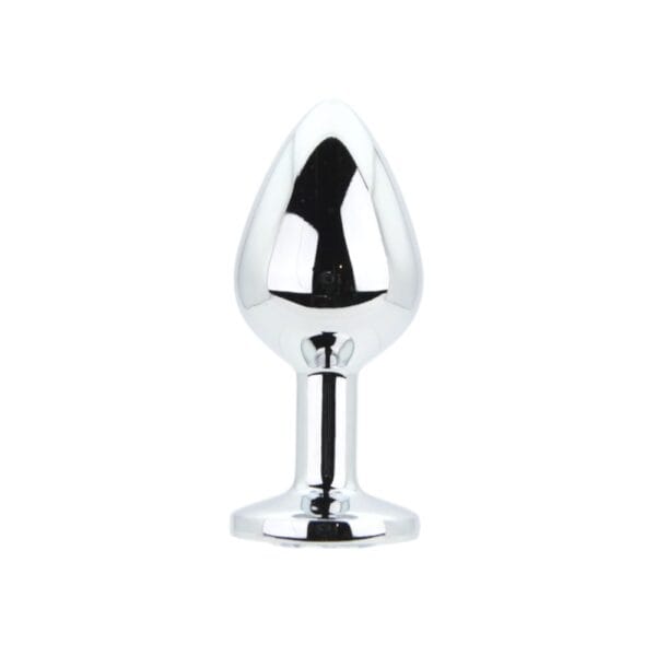 Toosh Silver Metal Butt Plug Medium Clear Stone – image number 1