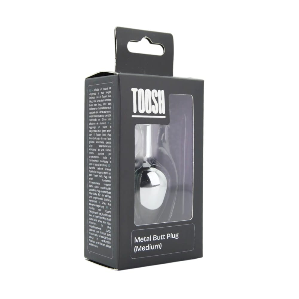 Toosh Silver Metal Butt Plug Medium Clear Stone – image number 4