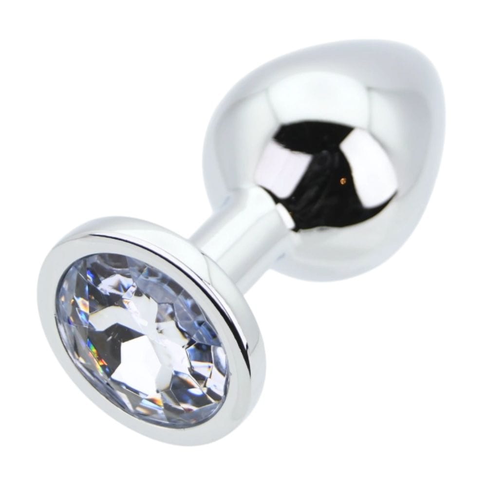 Toosh Jewelled Silver Metal Butt Plug Medium 3.2 Inch – image number 1