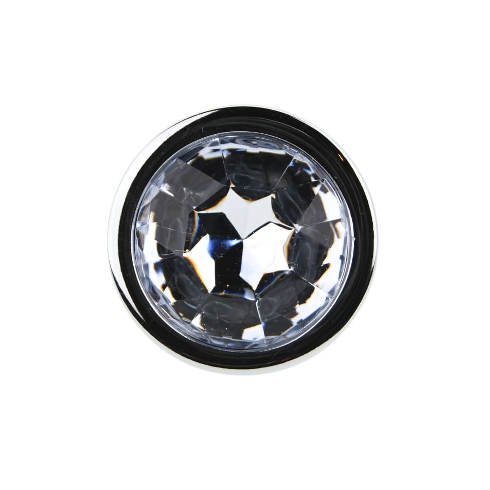 Toosh Silver Metal Butt Plug Medium Clear Stone – image number 3