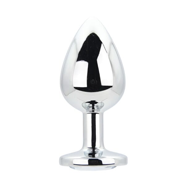 Toosh Silver Metal Butt Plug Large Clear Stone – image number 1