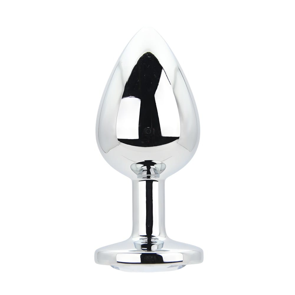 Toosh Silver Metal Butt Plug Large Clear Stone – image number 1