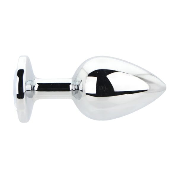 Toosh Silver Metal Butt Plug Large Clear Stone – image number 2