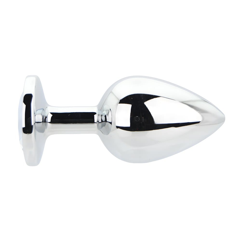 Toosh Silver Metal Butt Plug Large Clear Stone – image number 2