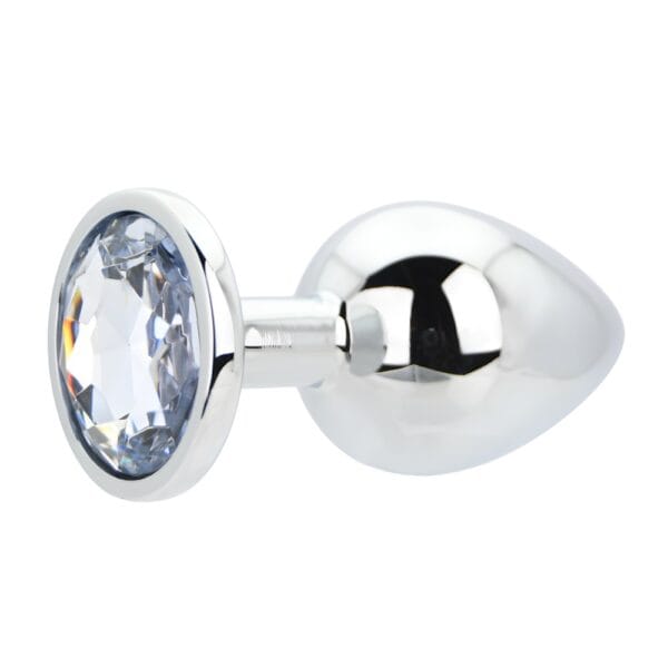 Toosh Silver Metal Butt Plug Large Clear Stone – image number 3