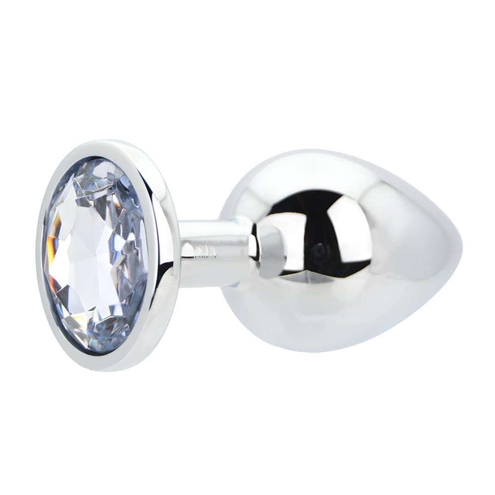 Toosh Silver Metal Butt Plug Large Clear Stone – image number 3
