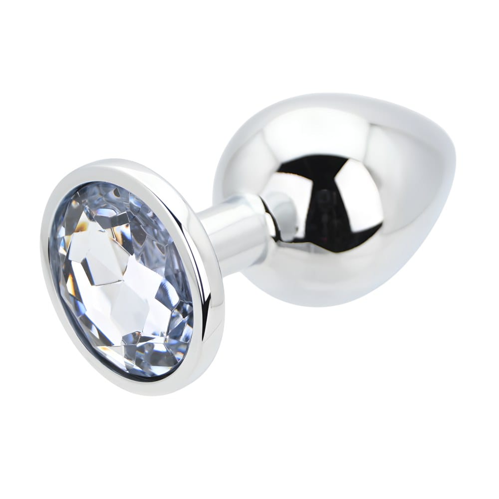Toosh Silver Metal Butt Plug Large Clear Stone – image number 4