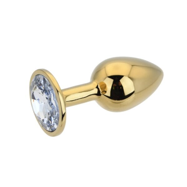 Toosh Gold Metal Butt Plug Small Clear Stone – image number 2