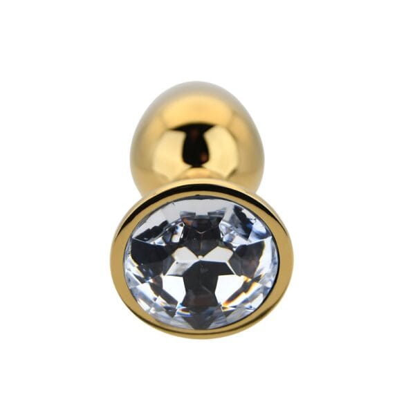Toosh Gold Metal Butt Plug Small Clear Stone – image number 4