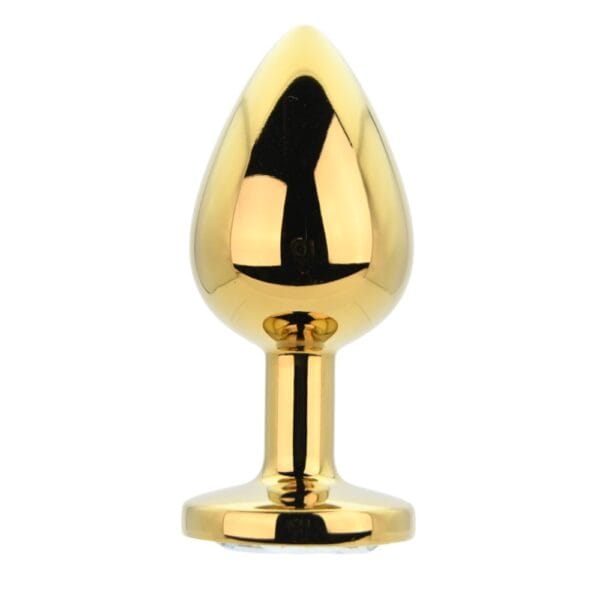 Toosh Gold Metal Butt Plug Large Clear Stone – image number 1