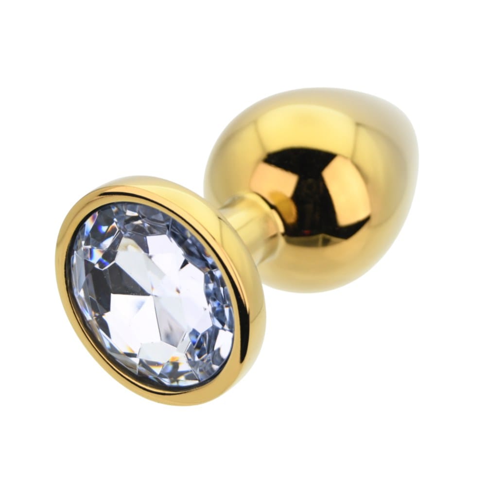 Toosh Gold Metal Butt Plug Large Clear Stone – image number 4