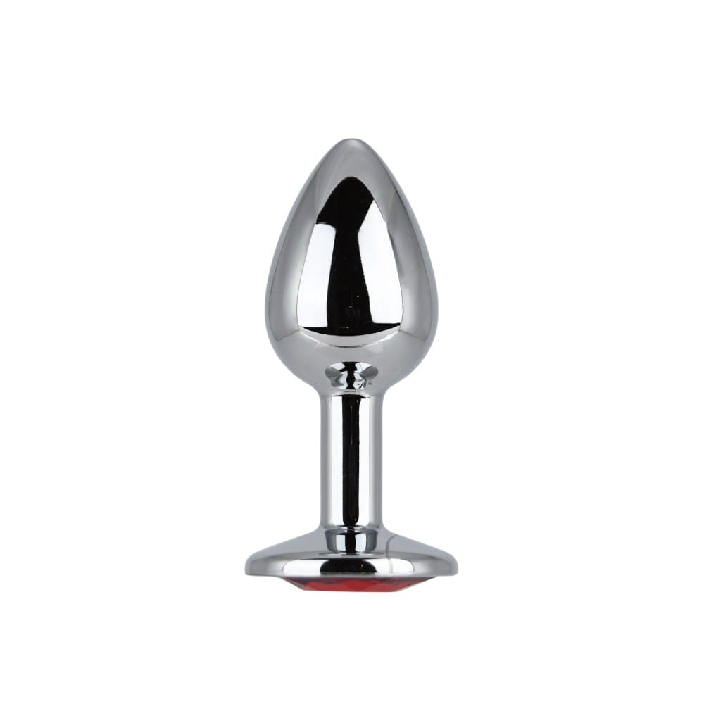 Toosh Silver Metal Butt Plug with Red Stone Small – image number 1