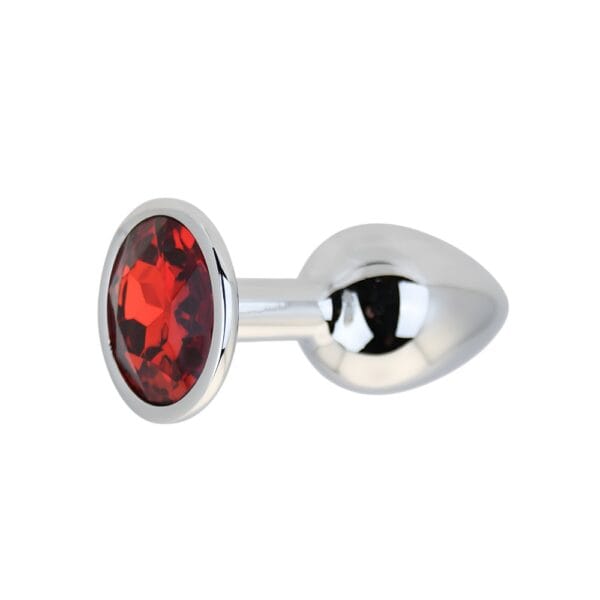 Toosh Silver Metal Butt Plug with Red Stone Small – image number 3