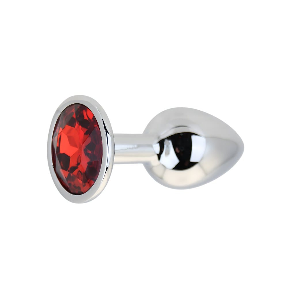 Toosh Silver Metal Butt Plug with Red Stone Small – image number 3