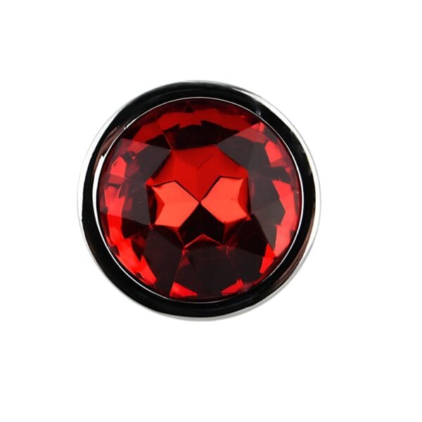 Toosh Silver Metal Butt Plug with Red Stone Small – image number 4