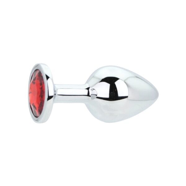 Toosh Silver Metal Medium Butt Plug With Red Stone – image number 2