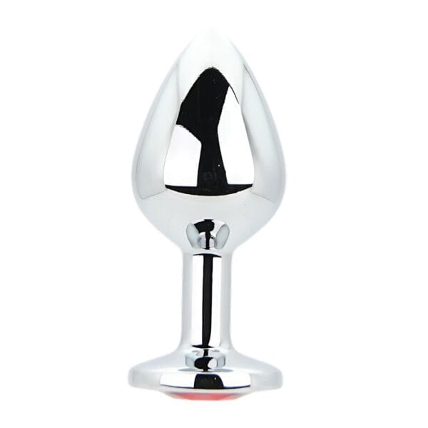 Toosh Jewelled Silver Metal Butt Plug with Red Stone Medium 3.2 Inch – image number 3