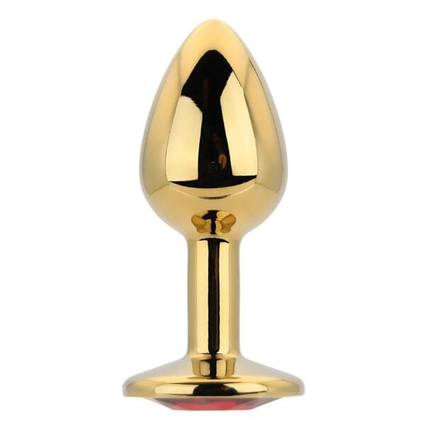 Toosh Jewelled Gold Metal Butt Plug with Red Stone Small 2.8 Inch – image number 1
