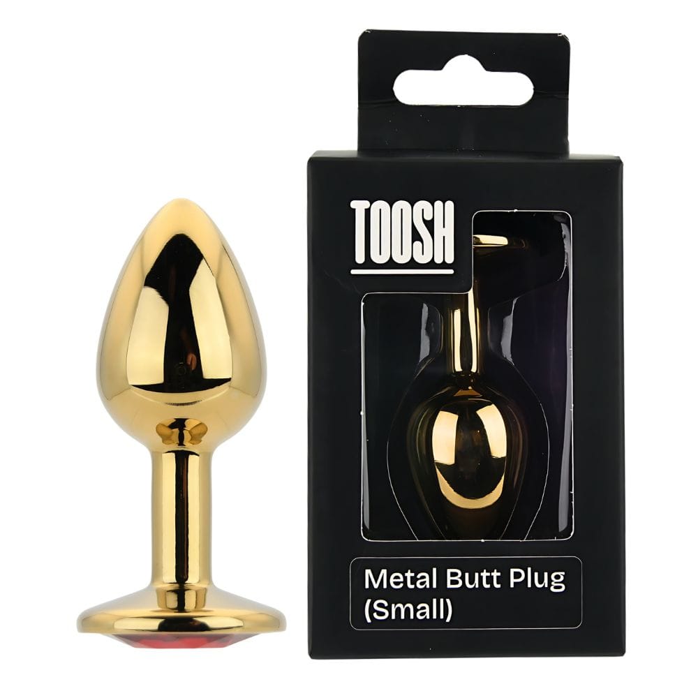 Toosh Jewelled Gold Metal Butt Plug with Red Stone Small 2.8 Inch – image number 4