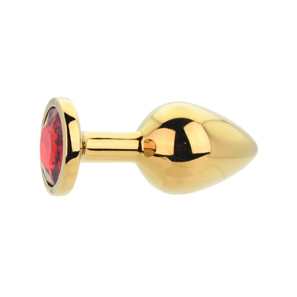 Toosh Gold Metal Butt Plug Medium with Red Stone – image number 2