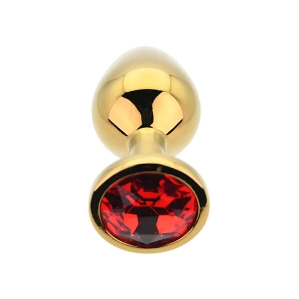 Toosh Gold Metal Butt Plug Medium with Red Stone – image number 3