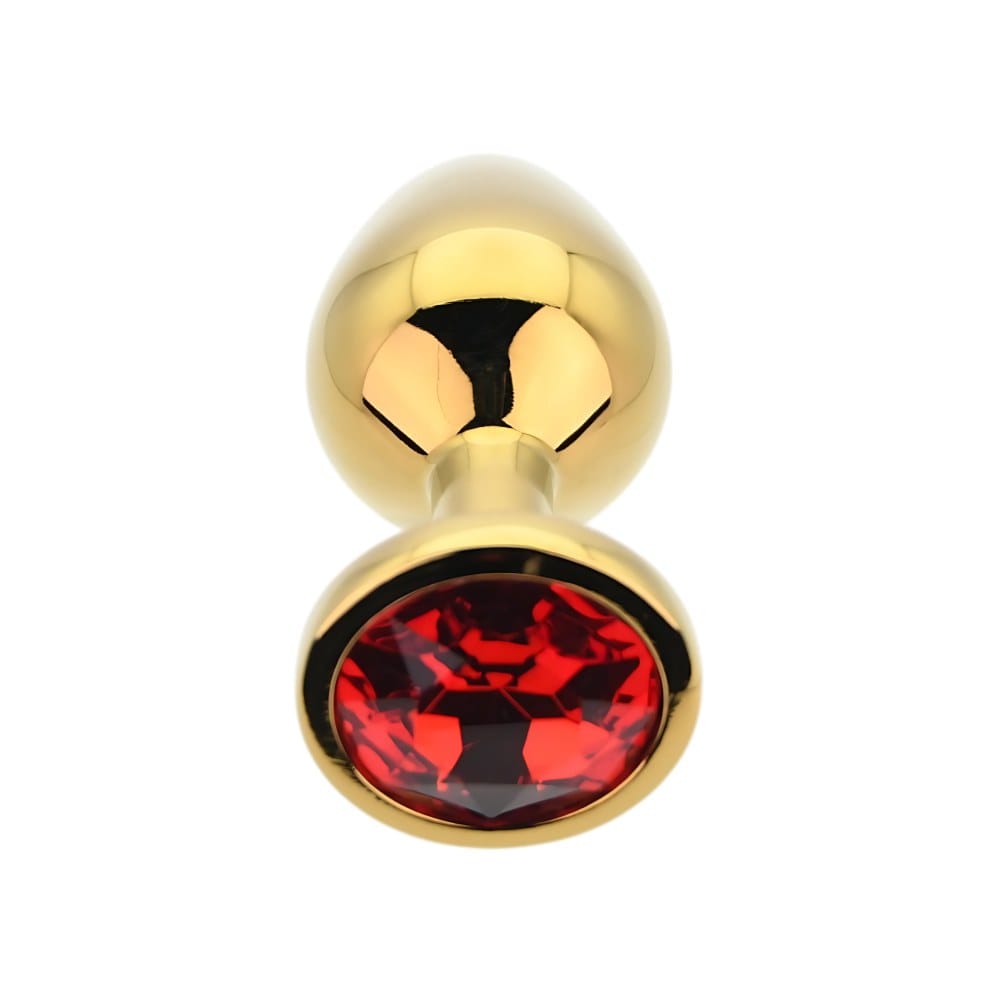 Toosh Gold Metal Butt Plug Medium with Red Stone – image number 3