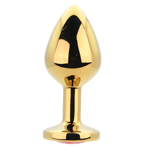 Toosh Jewelled Gold Metal Butt Plug with Red Stone Medium 3.2 Inch – image number 2