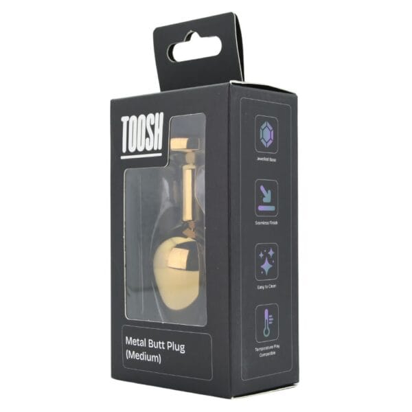 Toosh Jewelled Gold Metal Butt Plug with Red Stone Medium 3.2 Inch – image number 4