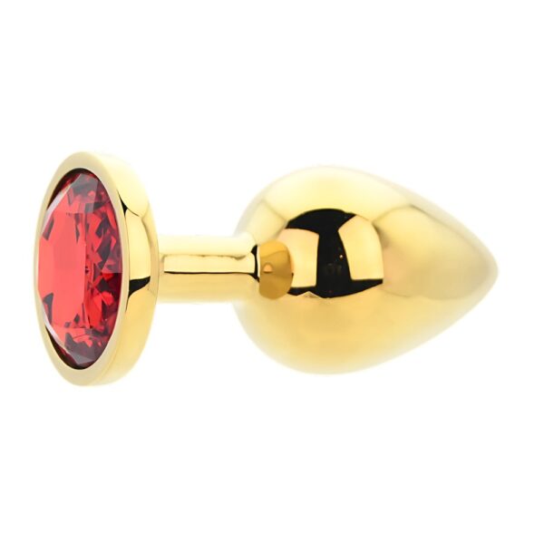 Toosh Large Gold Metal Butt Plug With Red Stone – image number 2