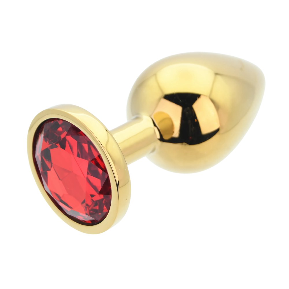Toosh Large Gold Metal Butt Plug With Red Stone – image number 1