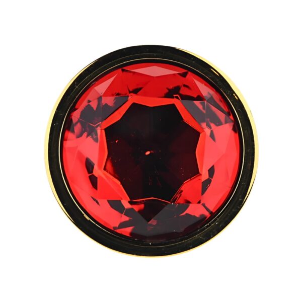 Toosh Large Gold Metal Butt Plug With Red Stone – image number 3
