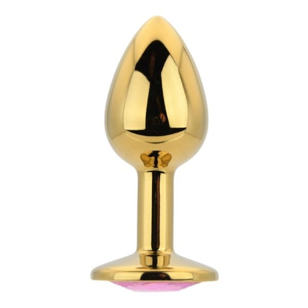 Toosh Jewelled Gold Metal Butt Plug with Pink Stone Small 2.8 Inch – image number 2