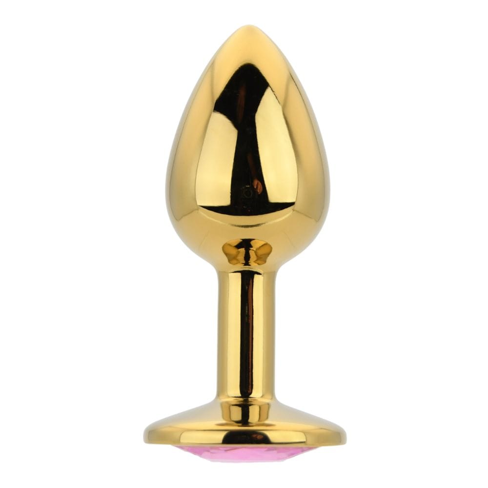 Toosh Jewelled Gold Metal Butt Plug with Pink Stone Small 2.8 Inch – image number 2