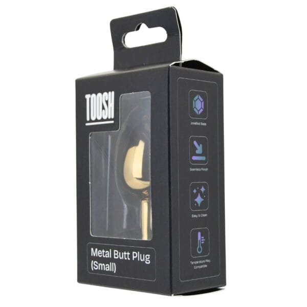 Toosh Jewelled Gold Metal Butt Plug with Pink Stone Small 2.8 Inch – image number 4