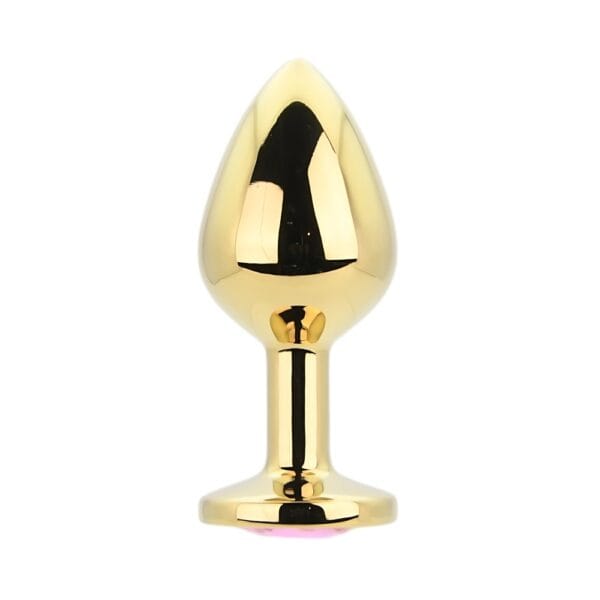 Toosh Gold Metal Butt Plug Medium With Pink Stone – image number 1