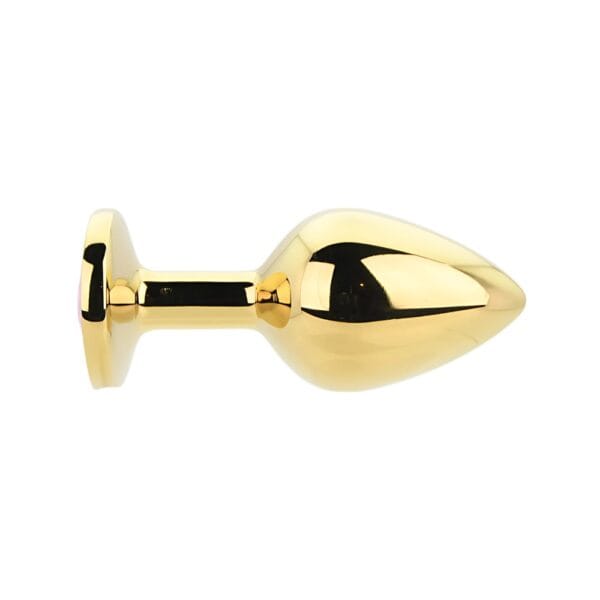 Toosh Gold Metal Butt Plug Medium With Pink Stone – image number 2