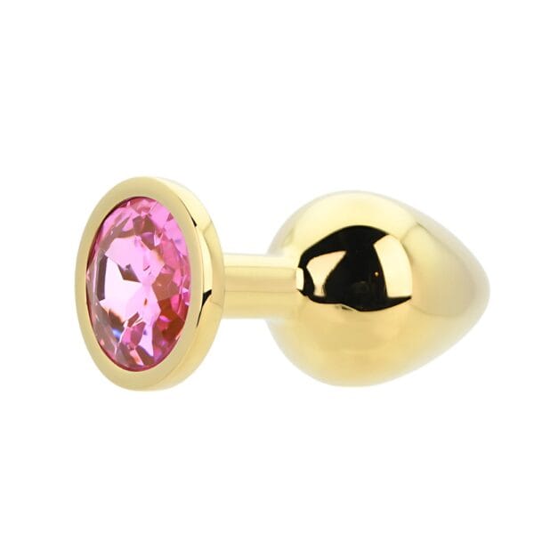 Toosh Gold Metal Butt Plug Medium With Pink Stone – image number 3
