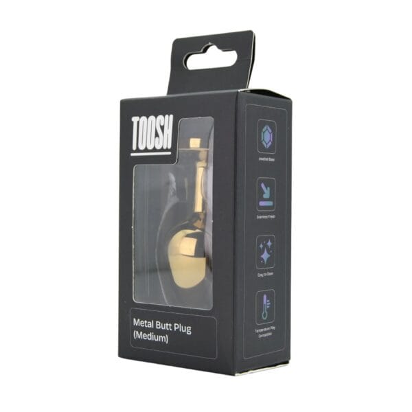 Toosh Gold Metal Butt Plug Medium With Pink Stone – image number 5