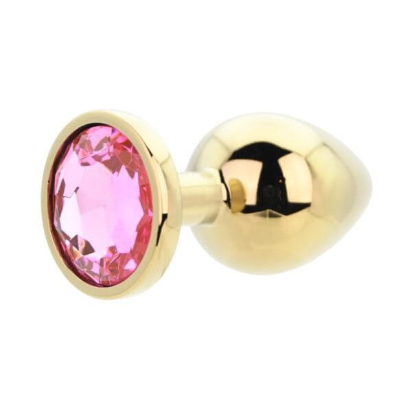 Toosh Gold Metal Butt Plug Large Pink Stone – image number 1