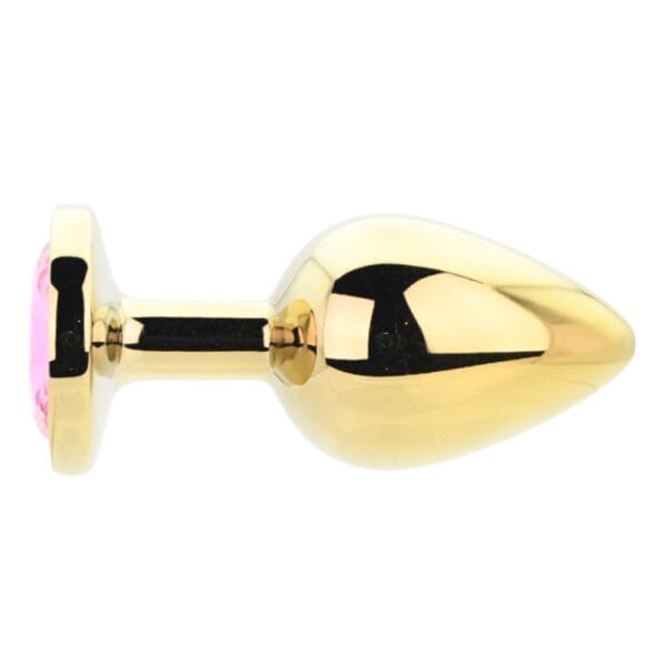 Toosh Gold Metal Butt Plug Large Pink Stone – image number 2